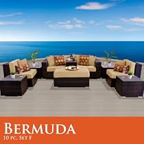 Big Sale Bermuda 10 Piece Outdoor Wicker Patio Furniture Set 10F Sand