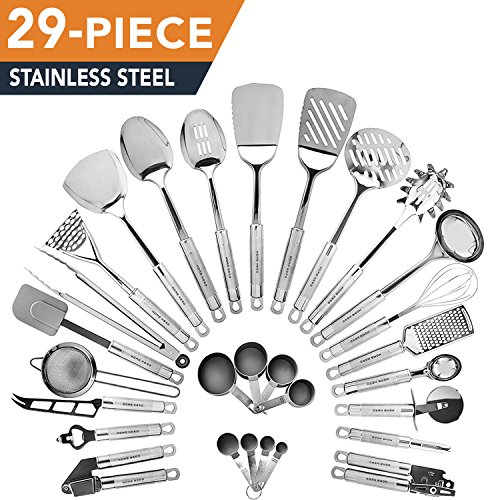 Kitchen Utensils Set | 29-Piece stainless-steel | Premium Cooking Gadgets by HomeHero