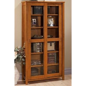 Mission - style 6 - shelf Bookcase With Sliding Glass Doors, 2-DOOR, 6-SHELF, LIGHT CHERRY by Home Decorators Collection