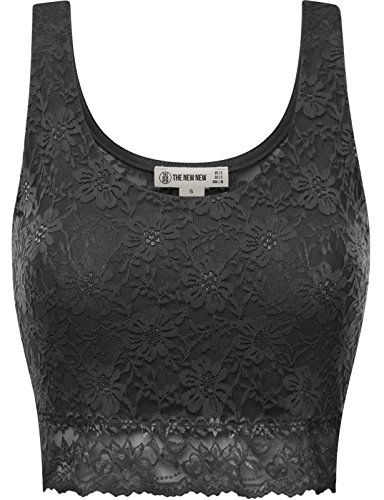 THENEWNEW Womens Sleeveless Lace Crop Top