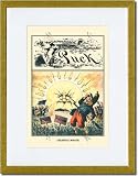 Gold Framed/Matted Print 17x23, Puck Magazine: Celestial Wrath