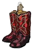 Old World Christmas Red Cowboy Boots Glass Ornament