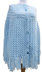 Handmade Maternity Poncho - Celestial Blue (100% Crocheted By Hand)