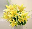 12 Yellow Lily Artificial Silk Flowers Bouquet