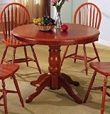 Review visiondecor Furniture  / Southern Country Round Dark Oak Finish Dining Dinner Table