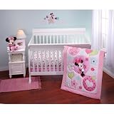 3pc Baby Girl Disney Pink Minnie Mouse Heart Love Crib Bedding Set