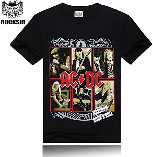 Mens Acdc Band Members Picture Printing T Shirt Short Sleeves L