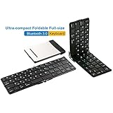Ukonnect Ultra-compact Foldable Wireless Bluetooth Full-size Standard Keyboard for iPhone 6 Plus/6/ 5S/5C/5, Samsung Galaxy S5/S4/S3, iPad Air/Mini, etc. Perfectly Support iOs / Android. Gold