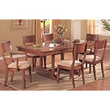 7pc Contemporary Style Brown Finish Wood Dining Table and 6 Chairs Set w Leaf by visiondecor Furniture