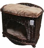 BEAUTIFUL WICKER 2 TIER CAT DOG BED BASKET FOR 2 PETS