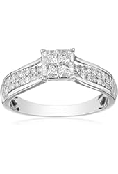 IGI Certified 14k White Gold Princess-Cut Diamond Composite Bridal Ring (1/2cttw, H-I Color, I1-I2 Clarity)