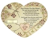 Remembrance Plaque Pet Memorial Paw Prints On My Heart Pet Marker Markers Indoor/Garden Plaque, Stone Look