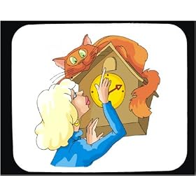 Decorated Mouse Pad with body, individuals, individual, setting, humans, woman, person, human, persons, cat, clock, people, hiding
