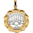 14K Two-Tone Gold Menorah Pendant