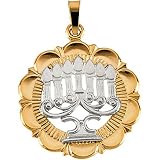 14K Two-Tone Gold Menorah Pendant