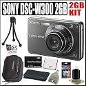 Sony Cybershot DSC-W300 13.6MP Digital Camera Plus 2GB Deluxe Accessory Outfit - Sony ASONDSCW300K3