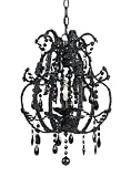 AF Lighting 7368-1H Mystic Candle Base Mini Chandelier, Black Hanging Glass with Beads