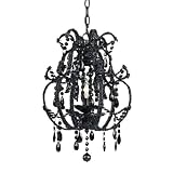 AF Lighting 7368-1H Mystic Candle Base Mini Chandelier, Black Hanging Glass with Beads by Elements