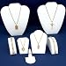 White Leatherette Jewelry Display 6 Pc Set New Bonus