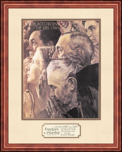 Norman Rockwell Freedom to Worship Framed Art