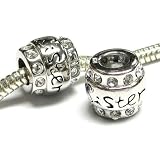 Queenberry (Free S/H) Sterling Silver Sister SiS Cz Bead For Pandora Charm Bracelet Troll European Jewelry