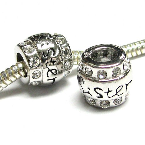 51ux9YXoYfL Sterling Silver Jewelry: Sterling Silver Sister Cz Bead Charm For Pandora Troll European Charm Bracelets