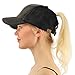 C.C Ponytail Messy Buns Trucker Ponycaps Plain Baseball Visor Cap Dad Hat Glitter Black,One Size