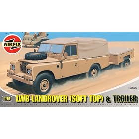 Airfix A02322 1:76 Scale LWB Land Rover (Soft Top) & Trailer Military Vehicles Classic Kit Series 2