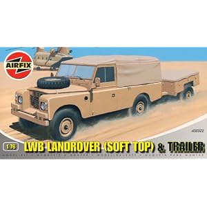 Airfix A02322 1:76 Scale LWB Land Rover (Soft Top) & Trailer Military Vehicles Classic Kit Series 2
