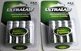 ULTRALAST RECHARGEABLE AA NICD BATTERIES FOR SOLAR LIGHTING X 1000 TIMES (8)BATTERIES