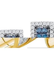 14KT Yellow Gold 0.33 CTW Blue Diamond Invisible Earring