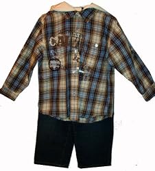 Calvin Klein Infant & Toddler 2 Pc Hooded Shirt & Jeans Outfit Available in Several Sizes