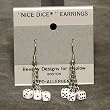 3 dice, 5mm Dice Dangler Earrings, White w/Black