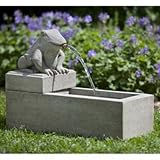 IMAGE OF Campania International Frog Plinth Cast Stone Fountain Aged Limestone - FT-134-AL