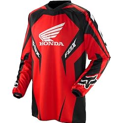 Honda Motorcycle Officially Licensed Fox HC Youth Boys Motocross Motorcycle Jersey w/ Free B&F Heart Sticker - Red