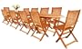 LuuNguyen - Win Outdoor Hardwood 11-Piece Extension / Expandable Dining Set (Natural Wood Finish)