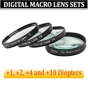 Close-Up Filter Set (+1, +2, +4 and +10 Diopters) Magnification Kit FoR THE PENTAX K-7 K-X Digital SLR CAMERAS.THIS LENS WILL ATTACH TO ANY OF THE FOLLOWING PENTAX LENSES 18-55mm, 50-200mm