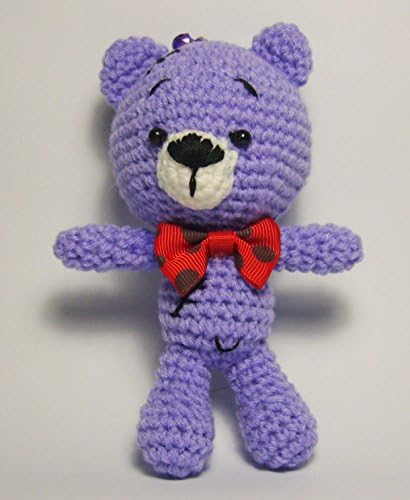 Teddy Bear Stuffed Toy, Hand Made Key Chain for Handbag or Decoration (Violet)