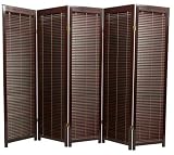 Office Furniture - 6ft. Shutter Folding Privacy Screen Room Divider
w/ Blinds - 5 Panel Cherry Rosewood