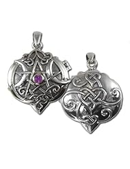 Sterling Silver Heart Pentacle Pentagram Locket with Amethyst by Dryad Design