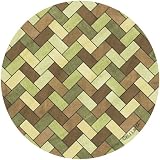 Natural Sandstone Coasters with Coordinating Holder Included Green/Brown Herringbone - H25