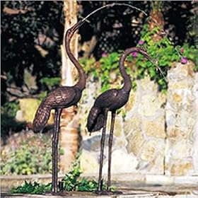 Brass Baron Large Non-Fountain Crane Pair by 