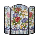 40 Inch W X 34 Inch H Dragonfly Flower Fireplace Screen Fireplace Screens