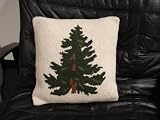Christmas Tree White Wool Hooked Pillow