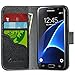 Galaxy S7 Case, Wallet Case SupcaseKickStand Samsung Galaxy S7 Case 2016 Release Kickstand Leather Cover with Credit Card ID Holders (Black)