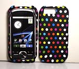 Rainbow Polka Dot Rubberized Snap on Hard Protective Cover Case for Motorola I1 i1 + Microfiber Pouch Bag