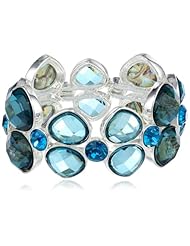 Napier "Field Of Dreams" Silver-Tone and Blue Drama Stretch Bracelet, 7.25"