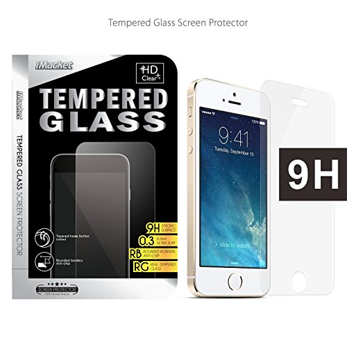 iPhone 5S Tempered Glass, iMacket ® Ultra Clear Tempered Glass Screen Protector for Apple iPhone 5S / iPhone 5 4" [0.3mm Thickness, 2.5D Round edge, 9H Hardness, Oleophobic]