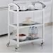 Kitchen & Housewares : White Kitchen Serving Cart w/ Black Glass Shelves