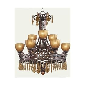 Two-Tier Hand-Painted Chandelier I 41"hx31.5"w Espresso